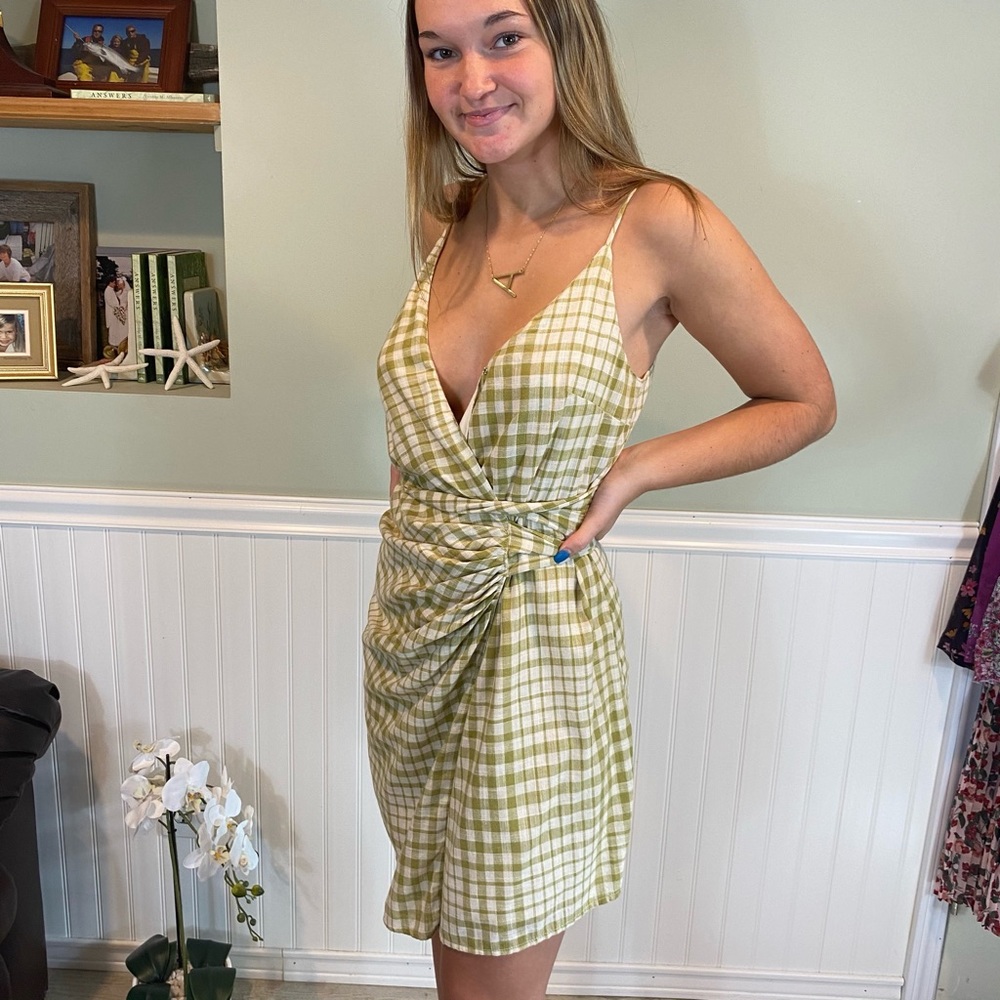 Free People Spaghetti Strap Gingham Wrap Dress